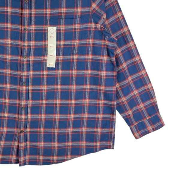 St Johns Bay Men's Classic Fit Super Soft Plaid Blue Red Shirt 2XL Big/Tall NWT - Picture 5 of 10